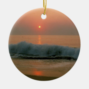 Sunset on a N. Carolina Beach Ceramic Ornament