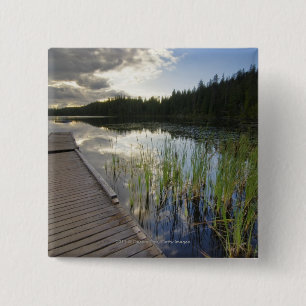 Sunset On A Small Lake 15 Cm Square Badge