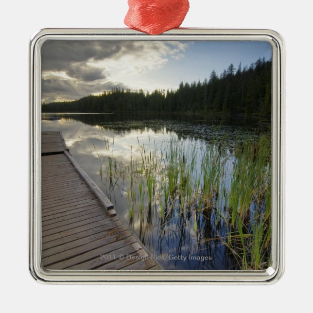 Sunset On A Small Lake Metal Tree Decoration (Front)