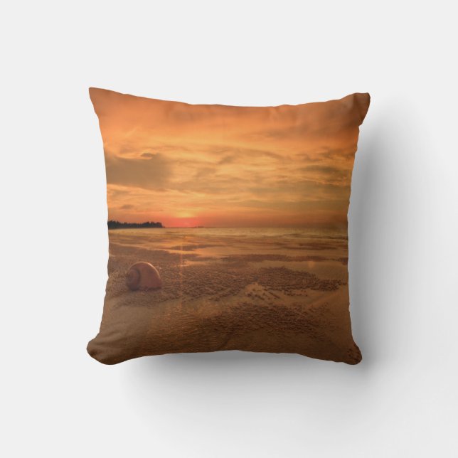 Sunset On A Thai Beach Cushion (Front)