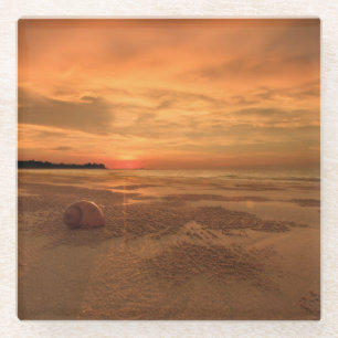 Sunset On A Thai Beach Glass Coaster