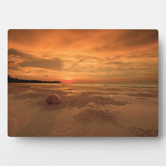 Sunset On A Thai Beach Plaque (Front)