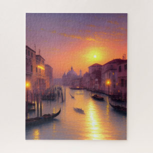 Sunset On A Venice Canal Digital Art    Jigsaw Puzzle