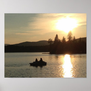 Sunset on Adirondack Lake Poster