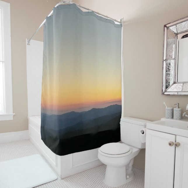 Sunset on Blue Ridge Mountains Craggy Gardens Shower Curtain (In Situ)