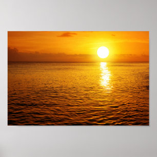 Sunset on caribbean beach. poster