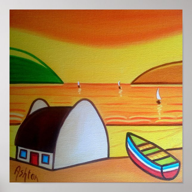 Sunset On Cottage Poster (Front)