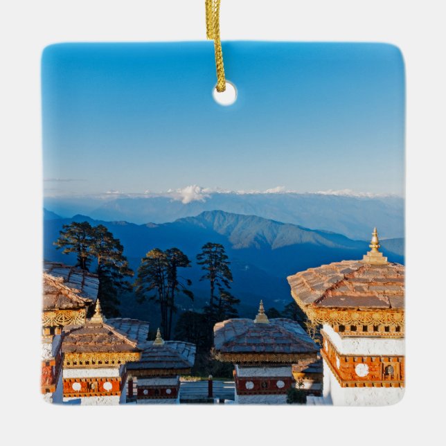 Sunset on Dochula Pass - Bhutan, Himalaya Ceramic Ornament (Front)