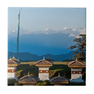 Sunset on Dochula Pass - Bhutan, Himalaya Ceramic Tile