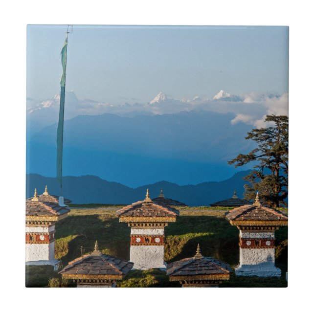 Sunset on Dochula Pass - Bhutan, Himalaya Ceramic Tile (Front)