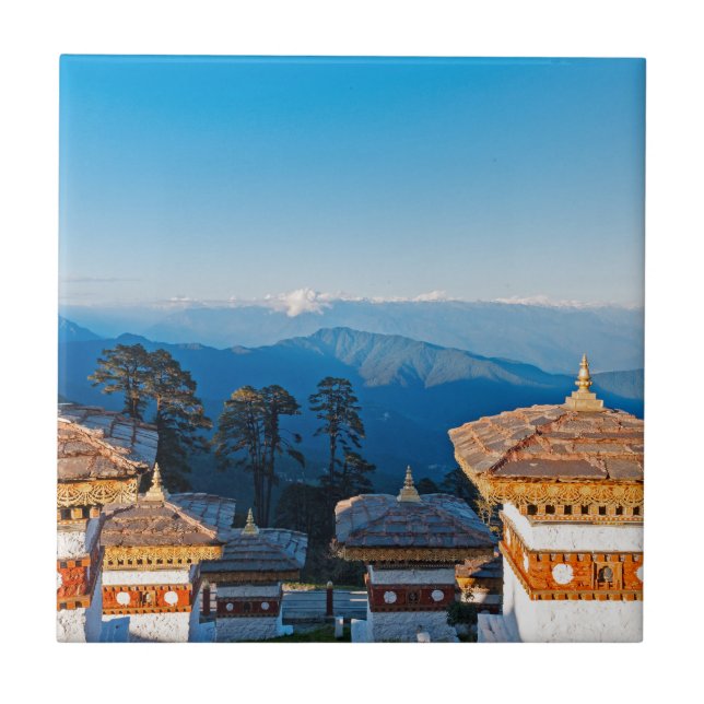Sunset on Dochula Pass - Bhutan, Himalaya Ceramic Tile (Front)