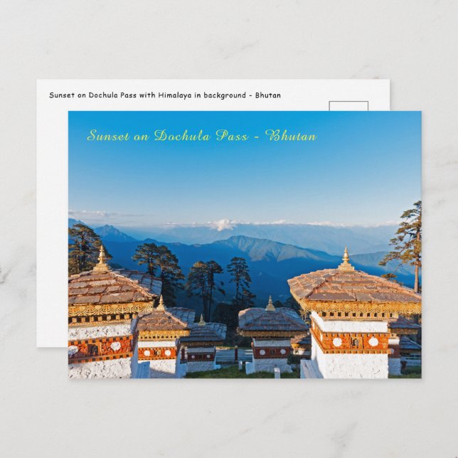 Sunset on Dochula Pass - Bhutan, Himalaya Postcard (Front/Back)