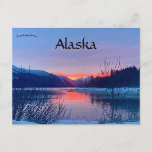 Sunset on Douglas and Juneau Alaska  Postcard