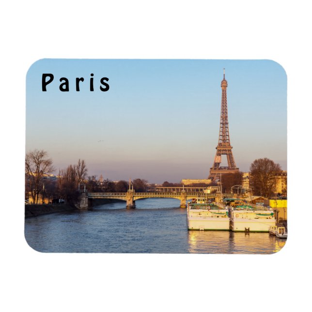 Sunset on Eiffel tower and Pont Rouelle - Paris Magnet (Horizontal)