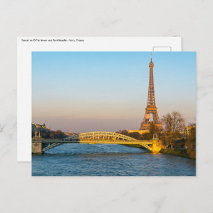 Sunset on Eiffel Tower and Pont Rouelle - Paris Postcard