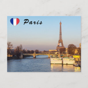 Sunset on Eiffel tower and Pont Rouelle - Paris Postcard
