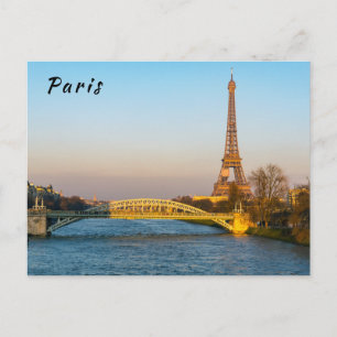 Sunset on Eiffel tower and Pont Rouelle - Paris Postcard