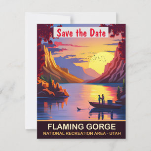 Sunset on Flaming Gorge, Utah, Travel Postcard, Save The Date