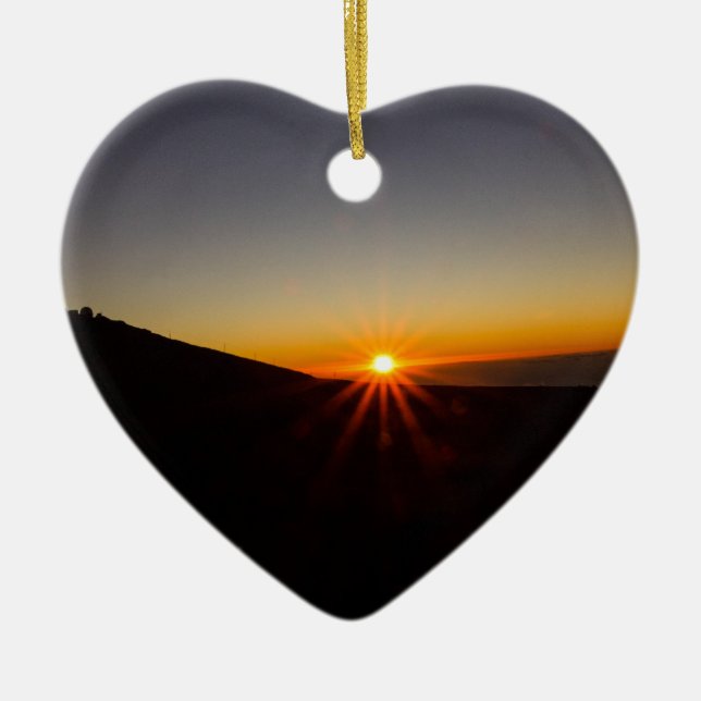 Sunset on Haleakala Volcano Ceramic Tree Decoration (Front)