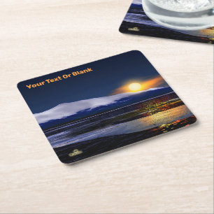 Sunset On Ice Square Paper Coaster