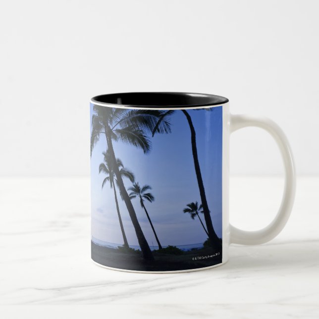Sunset on Kahaluu Bay in Kona,Hawaii Two-Tone Coffee Mug (Right)