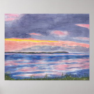 Sunset on Kelleys Island Watercolors Print