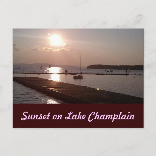 Sunset on Lake Champlain Burlington Vermont Postcard (Front)