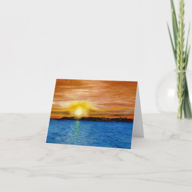 Sunset on Lake Superior with cherished memories Card (Front)