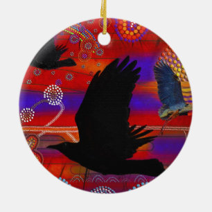 Sunset on Lake Wendouree Australian Aboriginal Art Ceramic Ornament