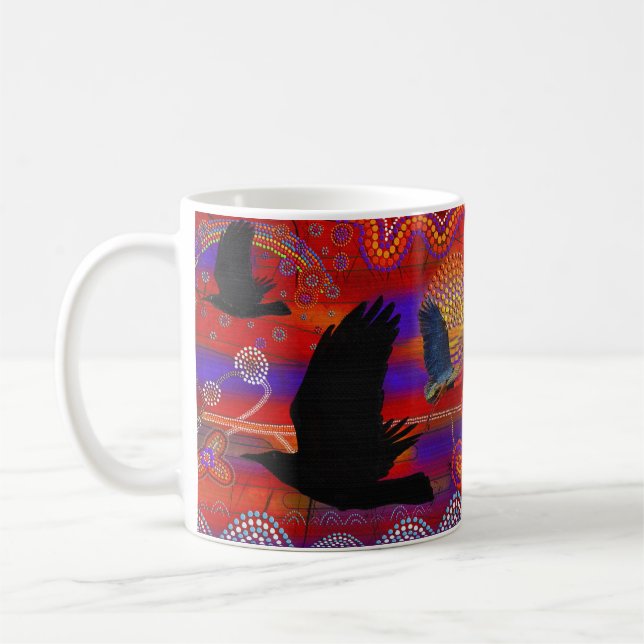 Sunset on Lake Wendouree Australian Aboriginal Art Coffee Mug (Left)