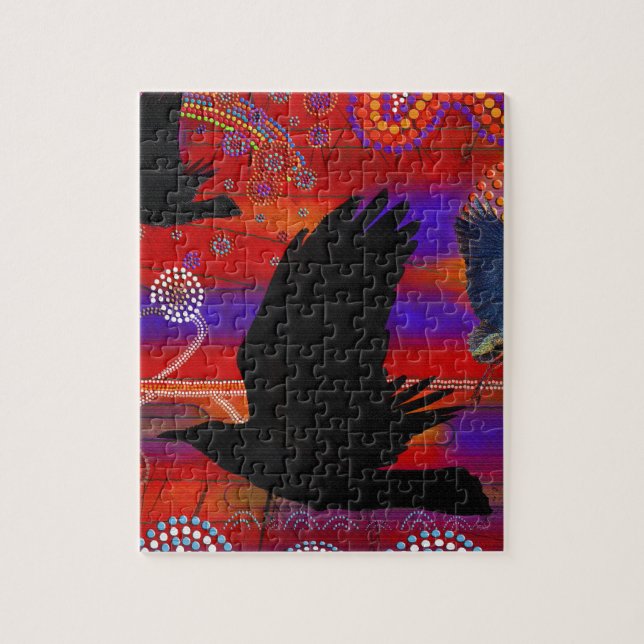 Sunset on Lake Wendouree Australian Aboriginal Art Jigsaw Puzzle (Vertical)