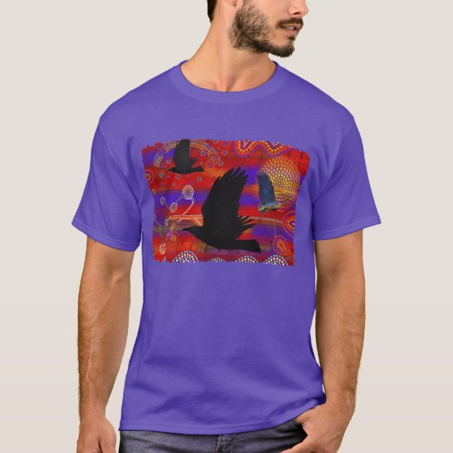 Sunset on Lake Wendouree Australian Aboriginal Art T-Shirt (Front)