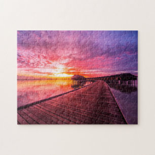 Sunset on Maldives Island Water Villas Resort Jigsaw Puzzle