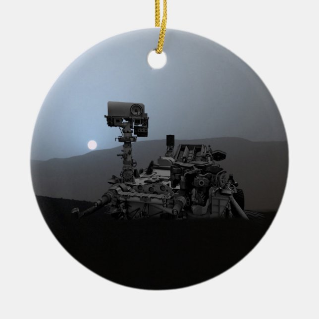 Sunset on Mars Curiosity Rover Ceramic Ornament (Front)