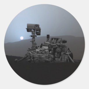 Sunset on Mars Curiosity Rover Classic Round Sticker