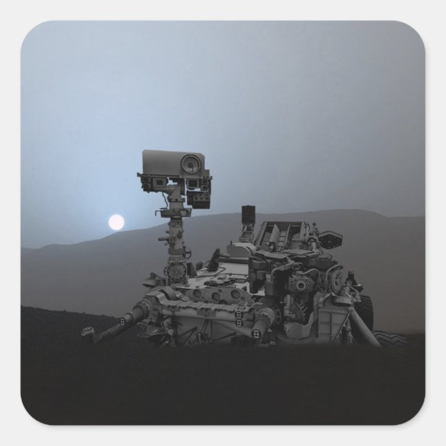 Sunset on Mars Curiosity Rover Square Sticker (Front)