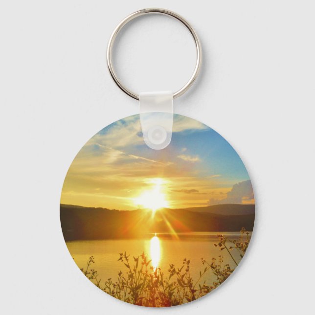 Sunset on mountain Lake Arrowhead Key Ring (Front)
