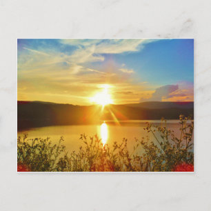 Sunset on mountain Lake Arrowhead Postcard