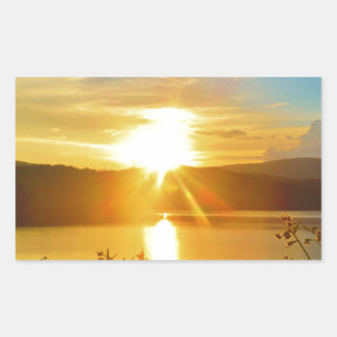 Sunset on mountain Lake Arrowhead Rectangular Sticker