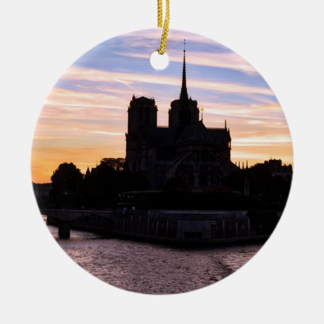 Sunset on Notre Dame de Paris - Paris, France Ceramic Ornament (Front)