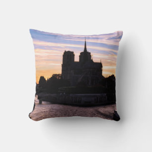 Sunset on Notre Dame de Paris - Paris, France Cushion
