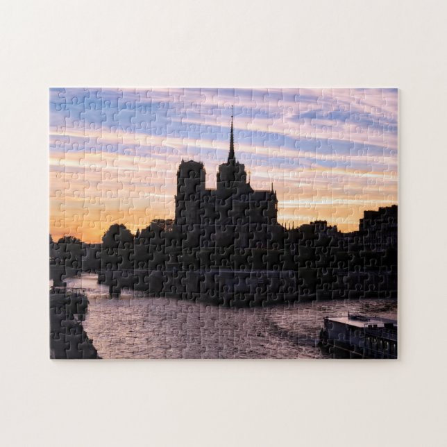 Sunset on Notre Dame de Paris - Paris, France Jigsaw Puzzle (Horizontal)
