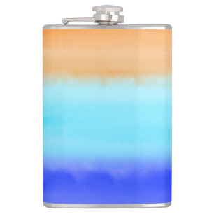 Sunset on ocean watercolor  Abstract art Ombre   Hip Flask