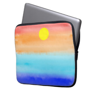 Sunset on ocean watercolor Abstract art Ombre Laptop Sleeve