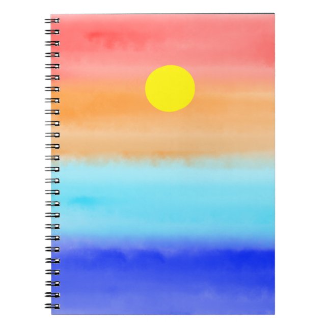 Sunset on ocean watercolor  Abstract art Ombre Notebook (Front)