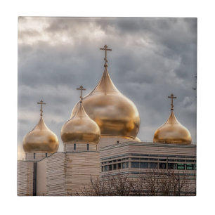 Sunset on Russian Orthodox Cathedral in Paris Ceramic Tile