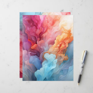 Sunset on Sea Alcohol Ink Scrapbook Paper