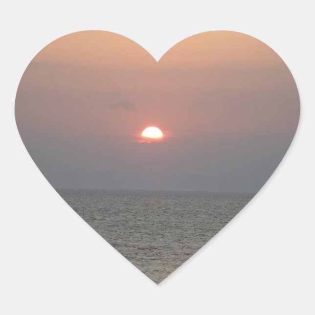 Sunset on Sea Heart Sticker (Front)