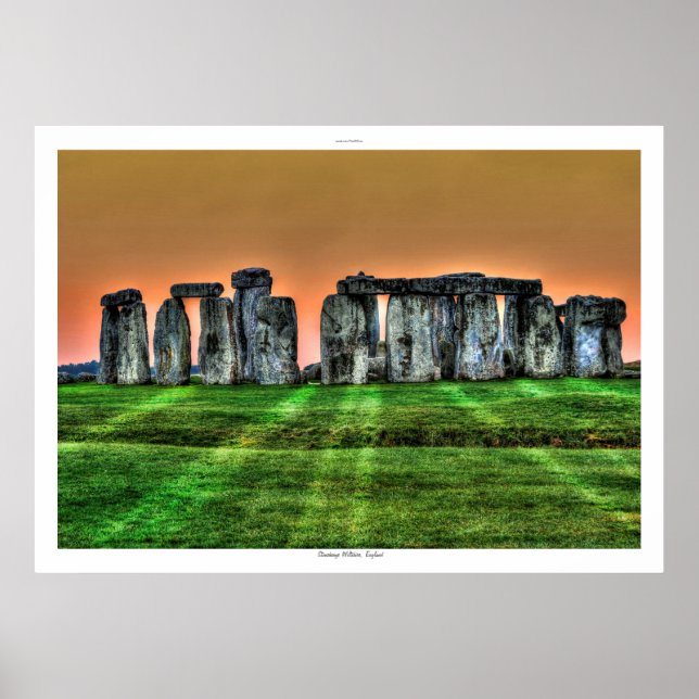 Sunset on Stonehenge Standing Stones England Poster (Front)