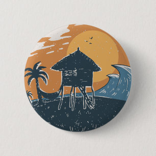 Sunset on the Beach 6 Cm Round Badge